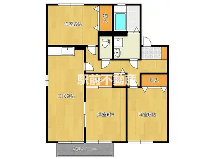 アベニール21 E棟(3DK/2階)の間取り写真