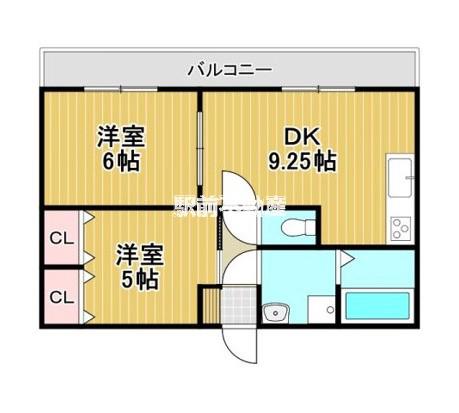 アンビシャス(2DK/3階)の間取り写真