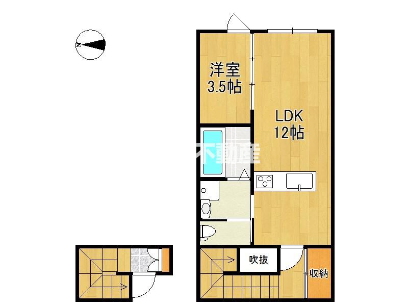 ドルチェ・ヴィータ大牟田A(1LDK/2階)の間取り写真