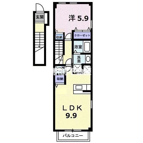 エスポワール(1LDK/2階)の間取り写真