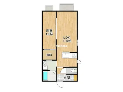 コンフォート新栄町駅(1LDK/1階)の間取り写真