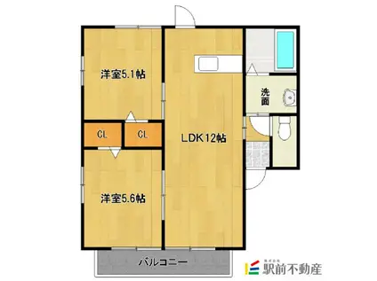 パストラルハイムみやまA(2LDK/2階)の間取り写真