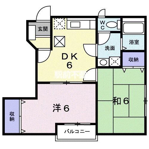 カルムB棟(2DK/1階)の間取り写真