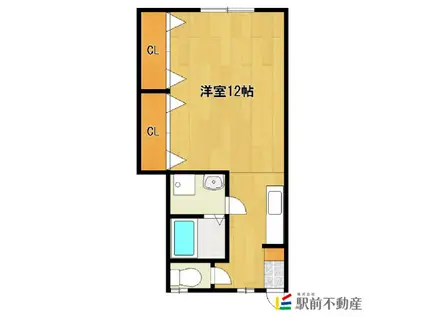 鹿児島本線 筑後船小屋駅 徒歩22分 2階建 築22年(ワンルーム/1階)の間取り写真