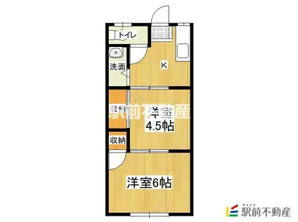 才木アパート(2K/1階)の間取り写真