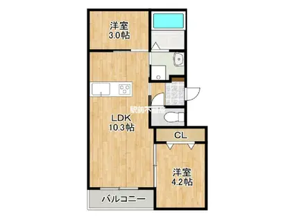 LIFEFIELDみやま(1SLDK/2階)の間取り写真