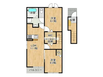 フィオーレ草木 B(2LDK/2階)の間取り写真