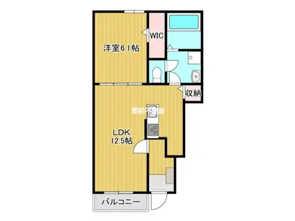 メゾンド瀬高 B(1LDK/1階)の間取り写真