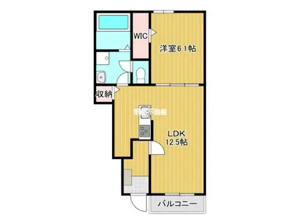 メゾンド瀬高 B(1LDK/1階)の間取り写真