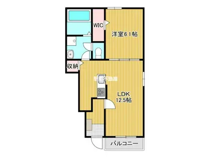 メゾンド瀬高 B(1LDK/1階)の間取り写真