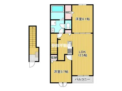 メゾンド瀬高 B(2LDK/2階)の間取り写真