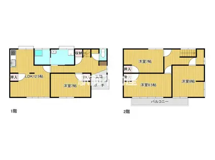 鹿児島本線 荒尾駅(熊本) 徒歩17分 2階建 築58年(4LDK)の間取り写真