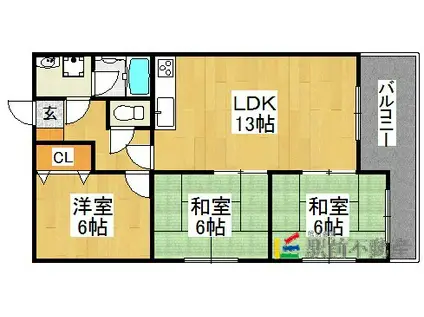 サンパーク丸山(3LDK/3階)の間取り写真