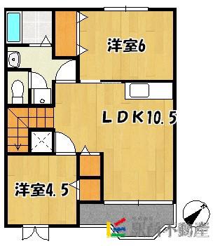 クレストール諏訪前(2LDK/2階)の間取り写真