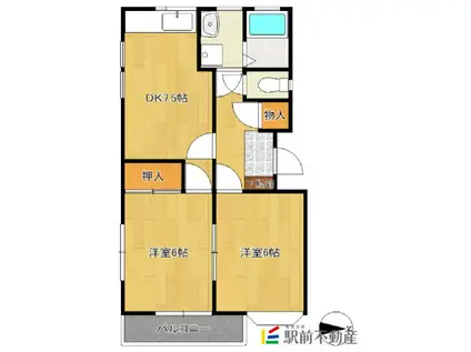 平島アパート(2DK/2階)の間取り写真