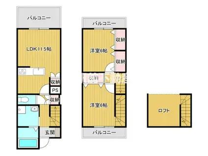 KUKUNA柳川(2LDK/1階)の間取り写真