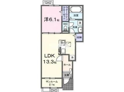 アレルヤ(1LDK/1階)の間取り写真