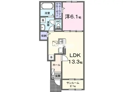 アレルヤ(1LDK/1階)の間取り写真