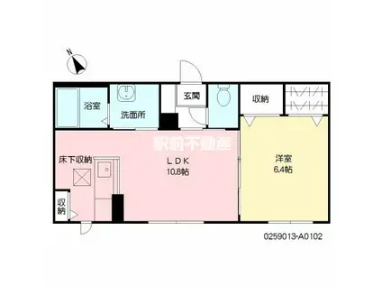 鹿児島本線 西牟田駅 徒歩28分 2階建 築18年(1LDK/1階)の間取り写真