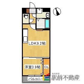 クレア大牟田駅前(1LDK/2階)の間取り写真