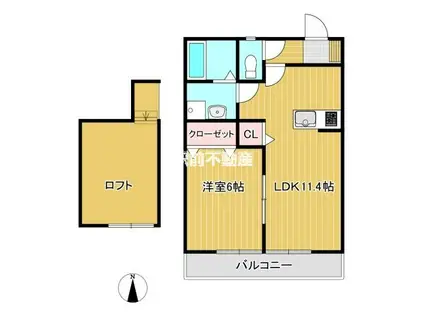 ファーデンベルク大木町(1LDK/2階)の間取り写真