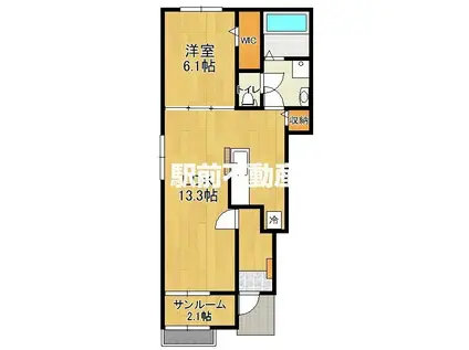 シャルム ソレイユ(1LDK/1階)の間取り写真