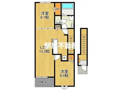 シャルム ソレイユ(2LDK/2階)の間取り写真