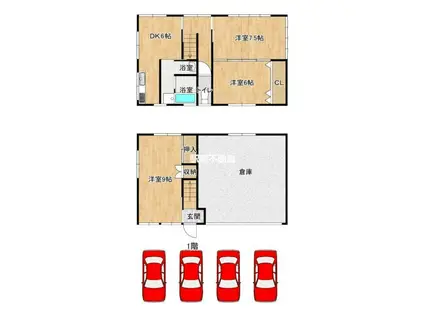 西鉄天神大牟田線 西鉄銀水駅 徒歩8分 2階建 築31年(3DK)の間取り写真