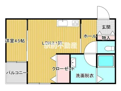 SK UNIVERSE 大正町(1LDK/2階)の間取り写真