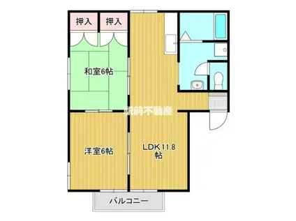 ハイム天領(2LDK/2階)の間取り写真