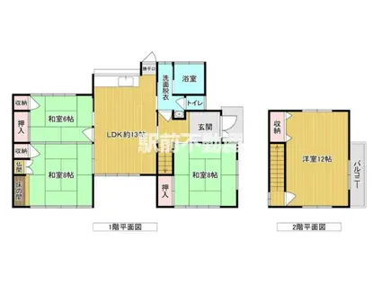 西鉄天神大牟田線 西鉄銀水駅 徒歩14分 2階建 築68年(4LDK)の間取り写真