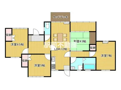 鹿児島本線 大牟田駅 徒歩39分 1階建 築57年(4LDK)の間取り写真