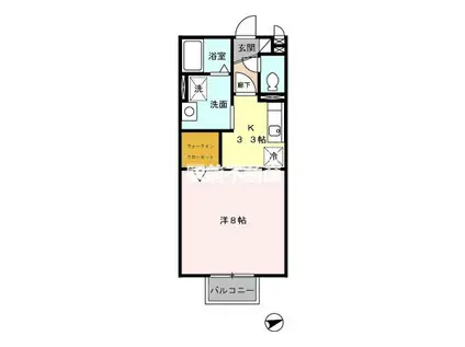 鹿児島本線 羽犬塚駅 徒歩11分 2階建 築22年(1K/1階)の間取り写真