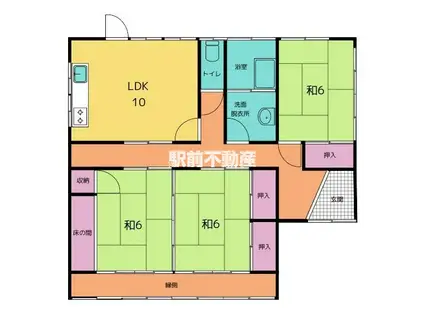 西鉄天神大牟田線 倉永駅 徒歩3分 1階建 築41年(3LDK)の間取り写真