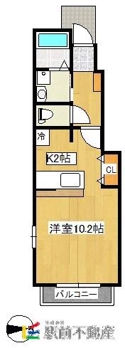 ロマネスク A(1K/1階)の間取り写真