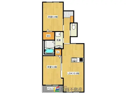 鹿児島本線 西牟田駅 徒歩16分 2階建 築7年(2LDK/1階)の間取り写真