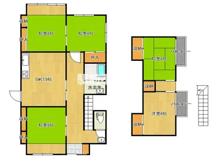 西鉄天神大牟田線 西鉄中島駅 徒歩1分 1階建 築57年(5DK)の間取り写真