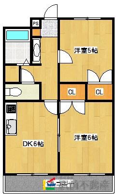 パストラルみずた(2DK/3階)の間取り写真