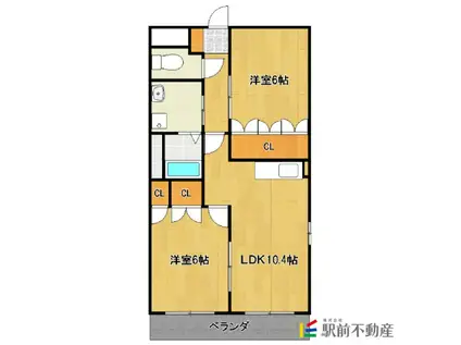 HANAMIZUKI(2LDK/1階)の間取り写真