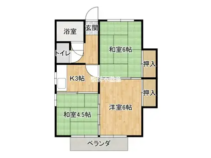 平の山ハイツ(3K/1階)の間取り写真