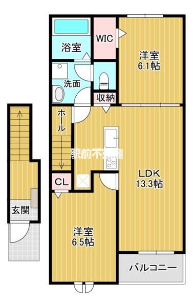 ミミエデン筑後(2LDK/2階)の間取り写真