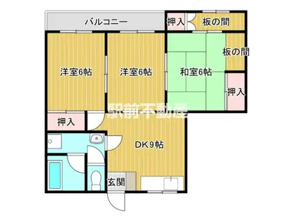 プランドゥ御花前(3DK/3階)の間取り写真