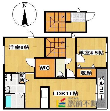 プロヌーブ柿園町G棟(2LDK/2階)の間取り写真