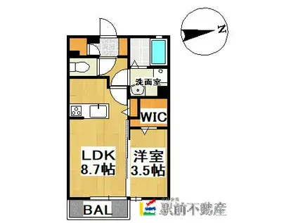 グランシャトー椿黒(1LDK/1階)の間取り写真