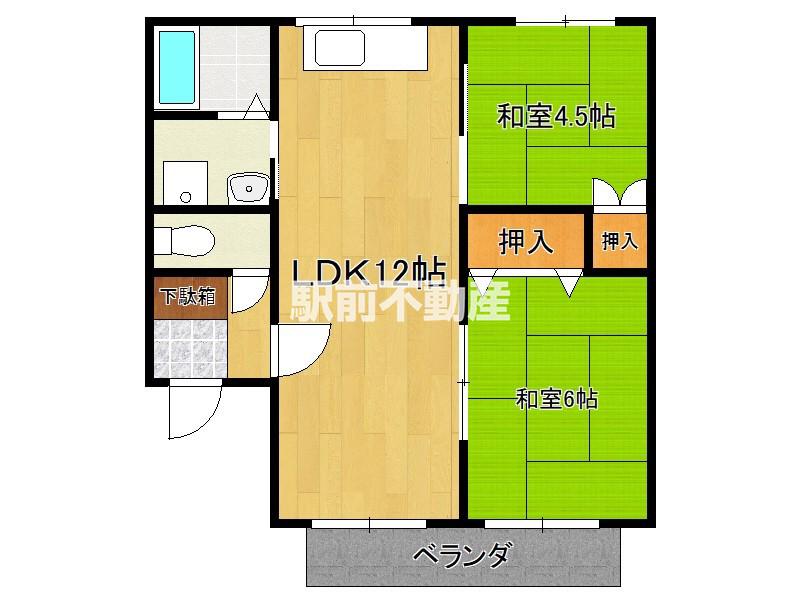 セントラル大木ハイツ(2LDK/2階)の間取り写真