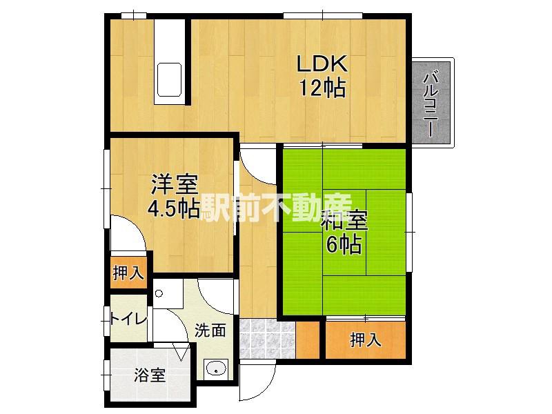 シャトレ深町A(2LDK/2階)の間取り写真