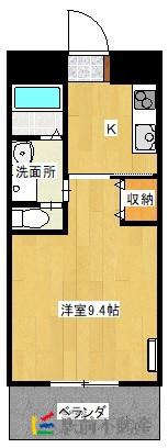 鹿児島本線 大牟田駅 徒歩10分 3階建 築9年(1K/1階)の間取り写真