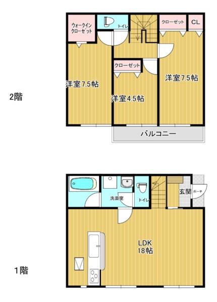 西鉄天神大牟田線 矢加部駅 徒歩12分 2階建 新築(3LDK)の間取り写真