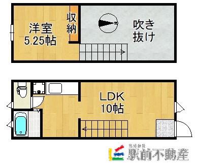 西鉄天神大牟田線 八丁牟田駅 徒歩28分 2階建 築9年(1LDK/1階)の間取り写真