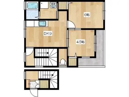 ベルメゾン(2DK/2階)の間取り写真